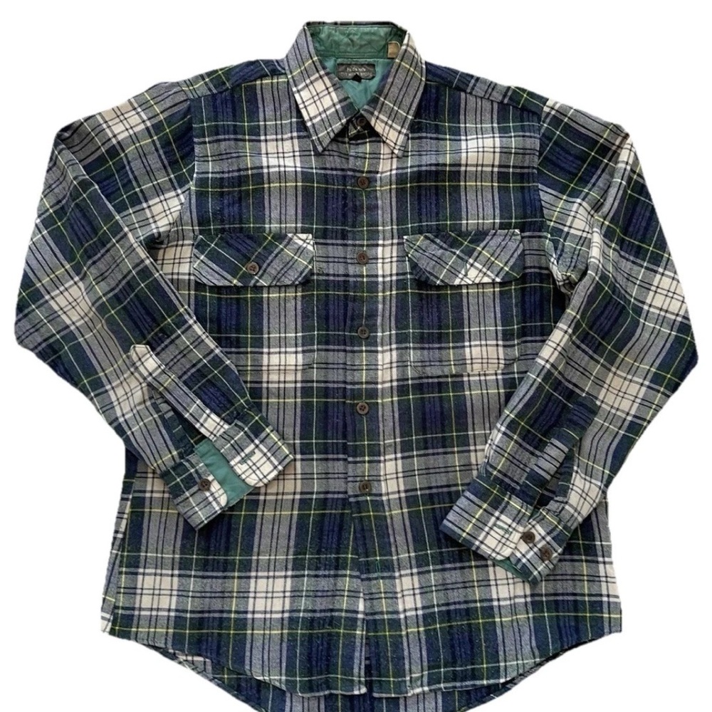 Vintage Hudson’s Men’s Store Plaid Flannel Shirt Blue Green